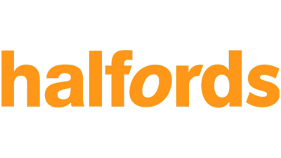 Orange Halfords logo on a transparent background