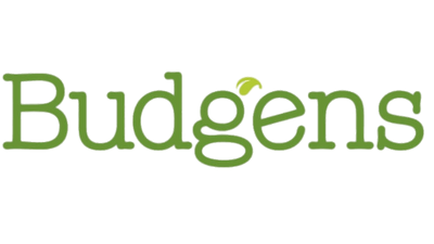 Green 'Budgens' logo on a transparent background