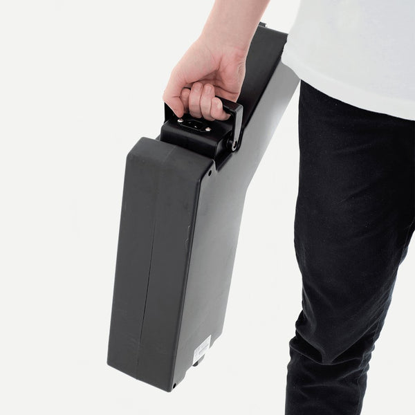 The SX-250's removable 48V 26Ah battery, carried by its handle
