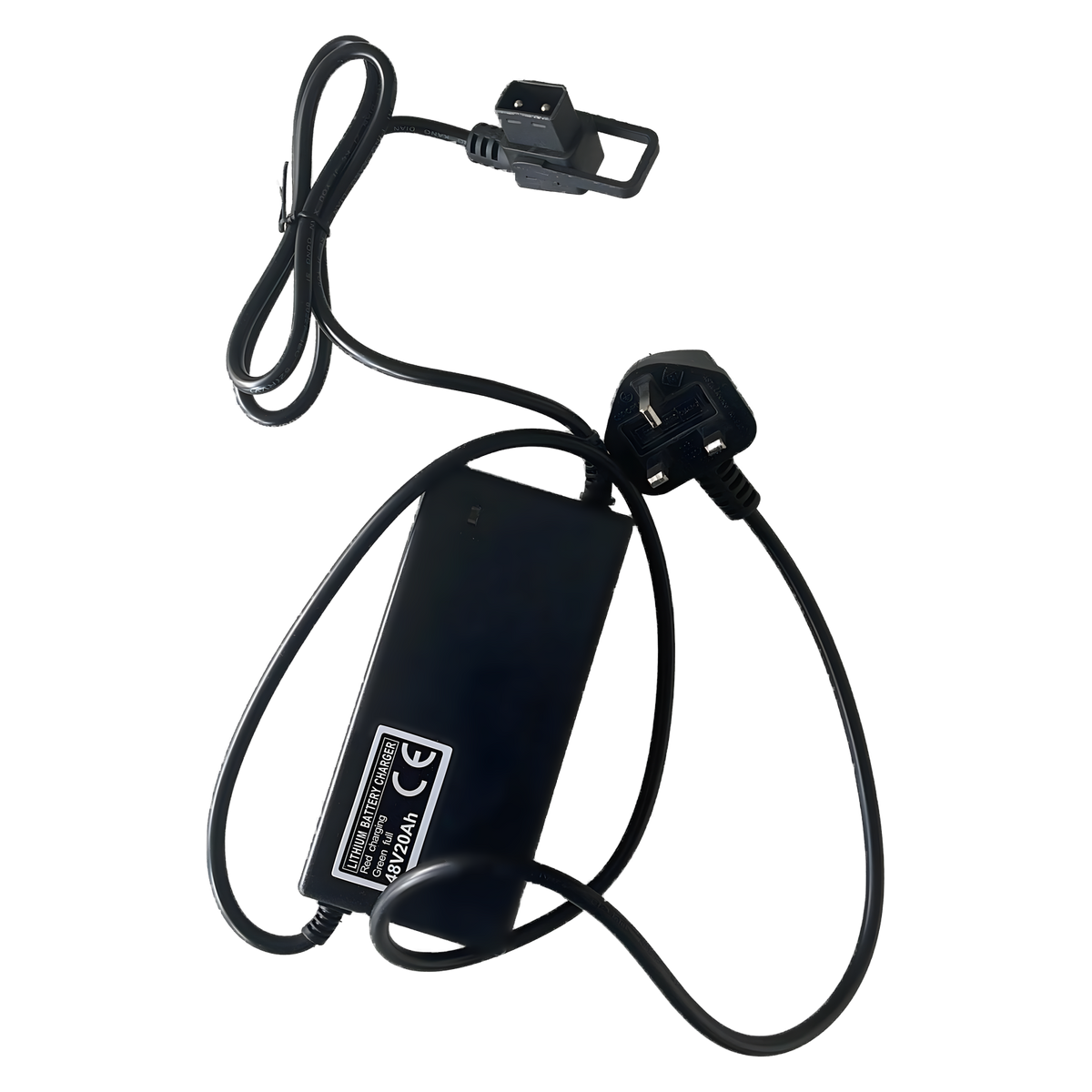 The SX-250 mains battery charger, with UK plug and battery connector