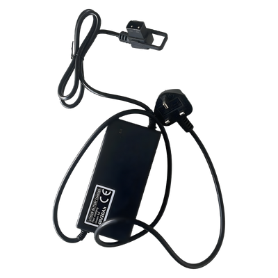 The SX-250 mains battery charger, with UK plug and battery connector