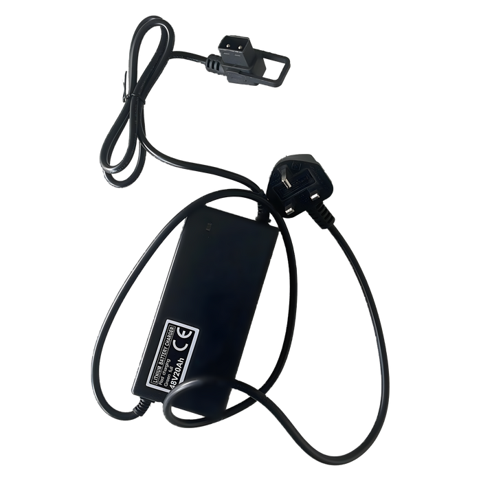 The SX-250 mains battery charger, with UK plug and battery connector