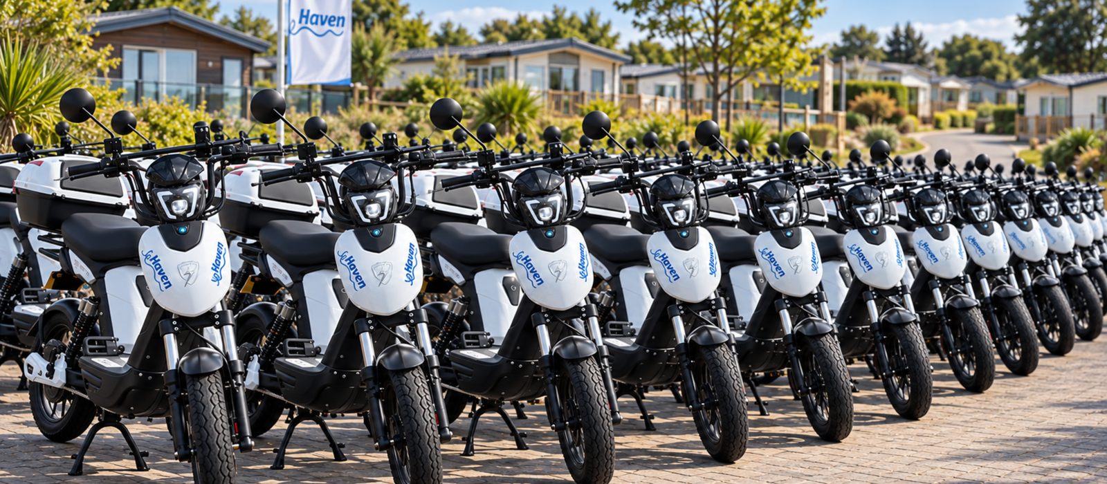A row of Haven-branded Eskuta SX-250s at a Haven park